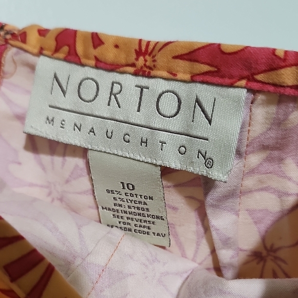 Norton McNaughton Red and Orange Floral Pencil Skirt - Picture 2 of 5